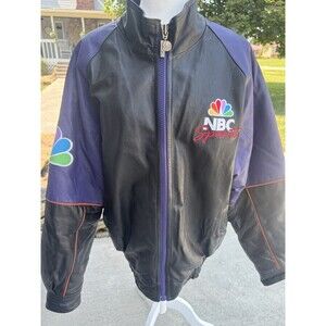 Sz Medium Leather NBC Sports Jacket. Pro Player. HARD TO FIND  EXC COND Vintage